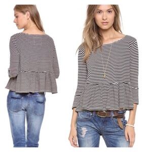 Free People Striped Peplum Knit Top